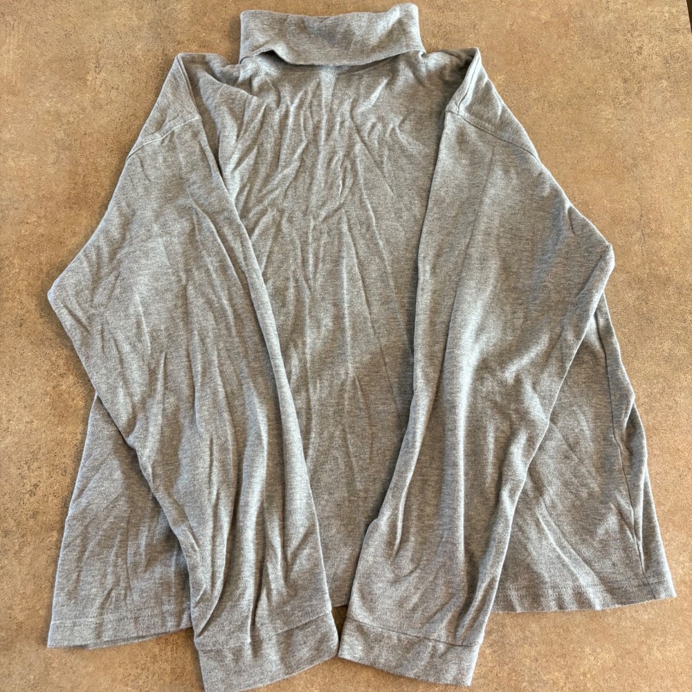 EWM Cotton Turtleneck Top Long Sleeve Comfy Casual Gray Plus Size L 18/20